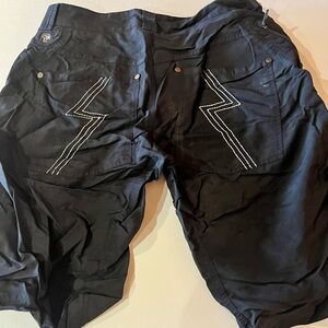 Men's Black Mountain Bike Shorts with White Accents